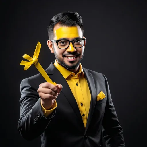 Prompt: Offering tailored marketing and business development solutions for my customer is one of main values of my company. we Personalize the solution for each business and commit to all tasks. I need a presentation picture for this value. The theme of this picture got to be yellow and black.  I want a picture that is attractive for entrepreneurs 