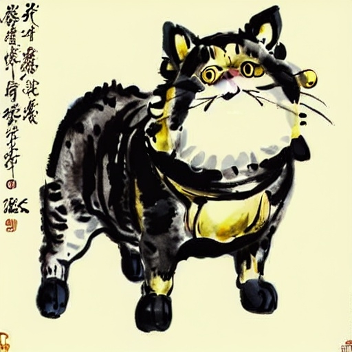 Prompt: a yellow cat, fat
