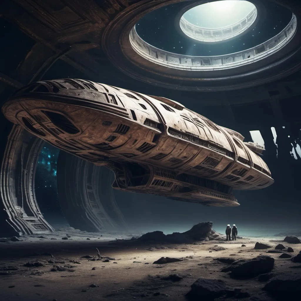 Prompt: space ship ancient abandoned   dead men space