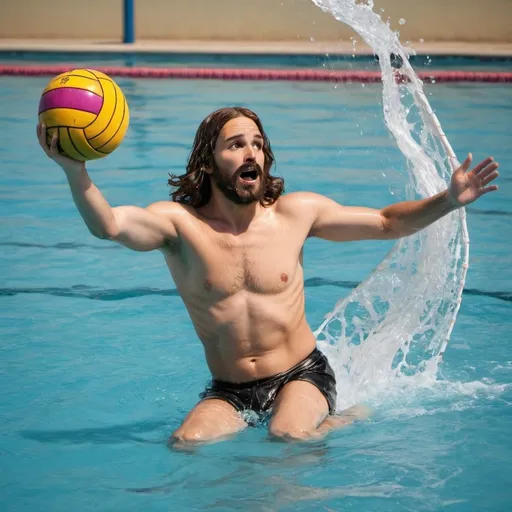 Prompt: jesus playing waterpolo
