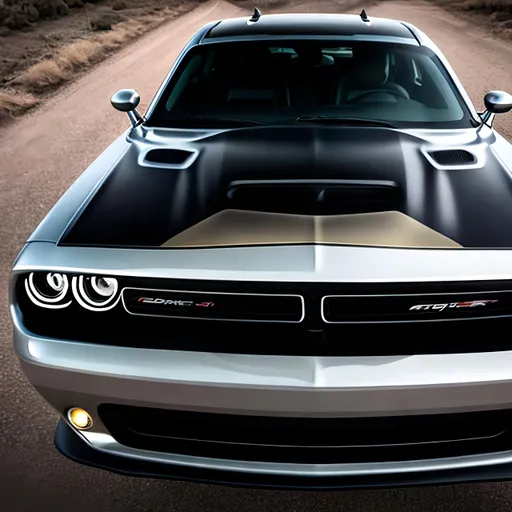 Prompt: Dodge Challenger/SRT Hellcat Redeye Style Dual Snorkel Aluminum Hood 