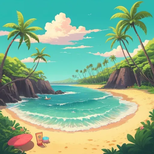 Prompt:  summer lofi, Hawaii, cartoonish style, realistic