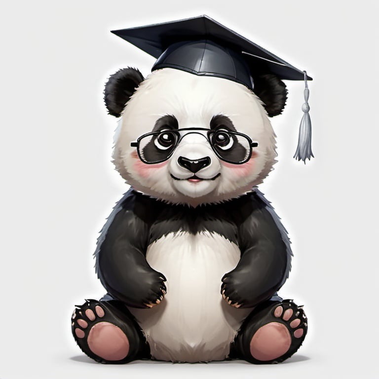 Prompt: Cute panda with collegehatt