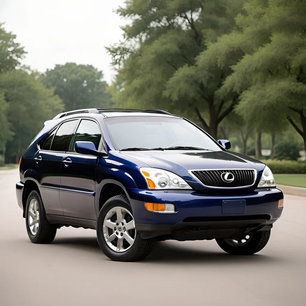 Prompt: a  20012 lexus rx 350 SUV that blends the designs of a c4 corvette in Royal navy blue and black paint