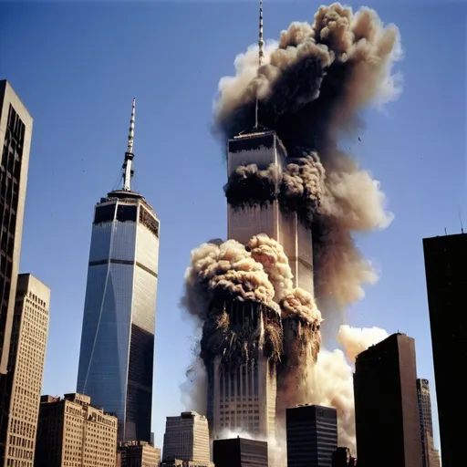 Prompt: islam destroying the twin towers