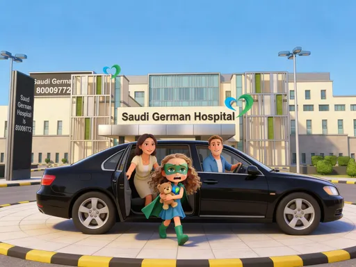 Prompt: @Rona a superhero girl, she is getting out of  her parents black car in front of the the hospital. She is a 5 year old girl, with long brown curly hair, she seems like she is in pain, clutching her teddy bear. She is wearing her blue superhero dress, green cape, green superhero mask. Her mom, with fair skin, brown eyes and a brown bob hair style, wearing a cream top, also gets out of the car. The dad with light brown short hair and light brown ha eyes, wearing a blue button up shit also gets out of the car. Pixar animation style 1