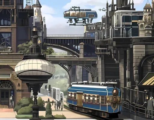 Prompt: Steampunk, Monorail, Trains, Victorian Steampunk Monorail Train, Made By Squirt_rash_24.