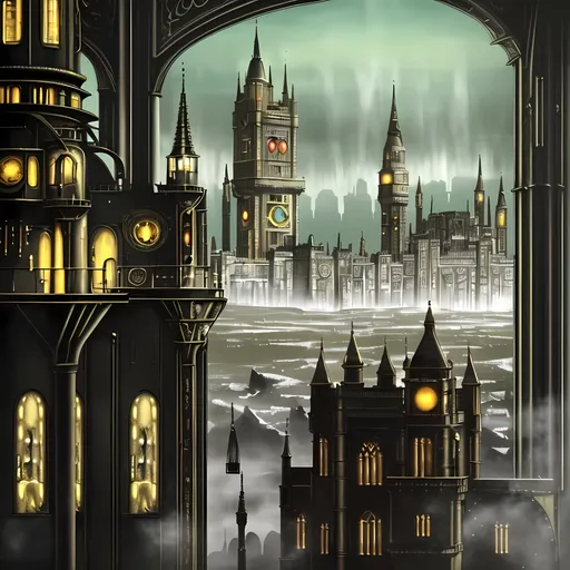 Prompt: Windy Gray Moor, Nobody in Background, John Atkinson Grimshaw Inspired Oil Painting Aesthetic, Retro Futuristic and Classic Steampunk, One Colorful Bronze Steampunk Castle, White Steampunk Tinsels, Same Composition, Lush and Lavish, Medieval Themed Palace, White Aesthetic, Moor, Enormous Palace, Made By Squirt_rash_24.