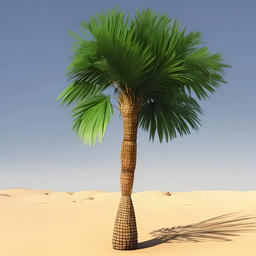 Prompt: a 3d render of a palm tree found in ancient Egypt