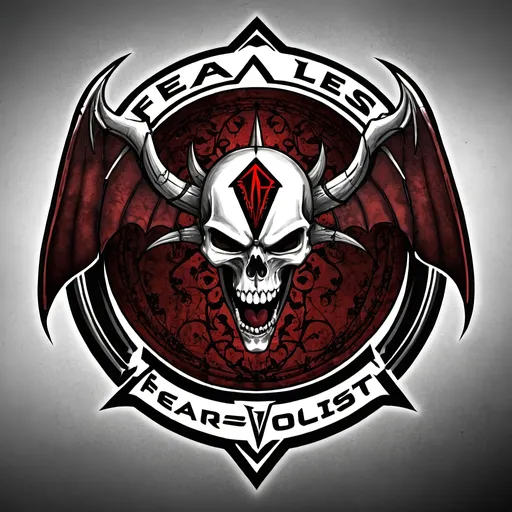 Prompt: power metal logo for the name "FearlessVocalist628"