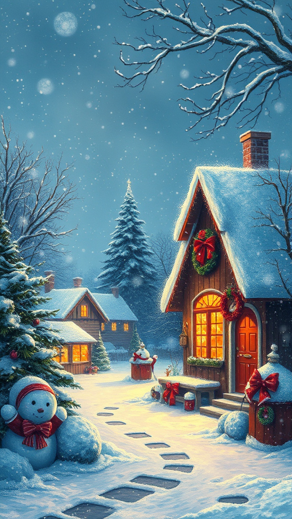 Prompt: winter Christmas wallpaper background, very detailed