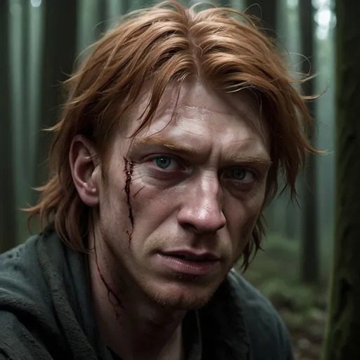 Prompt: Bill Weasley after being mauled by Fenrir Greyback