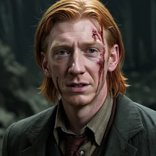 Prompt: Bill Weasley after being mauled by Fenrir Greyback