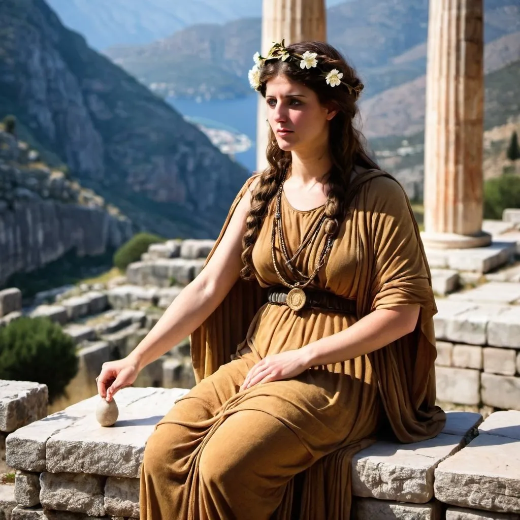 Prompt: Ancient Greek priestess at Oracle of Delphi
