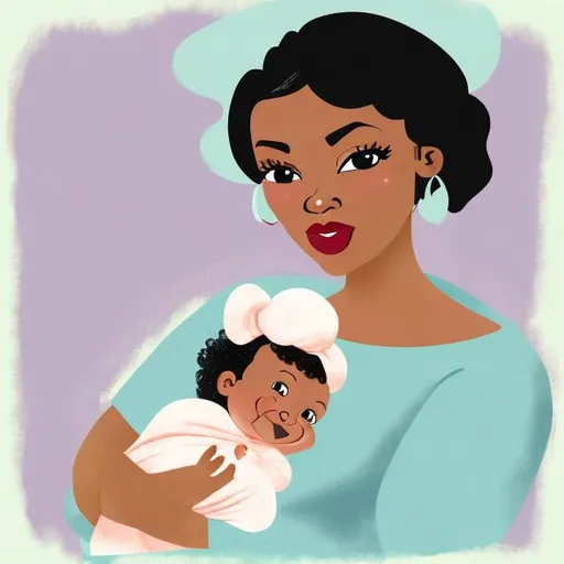 Prompt: Create A Disney Style Image: African American Woman With Black Hair In The Delivery Room.