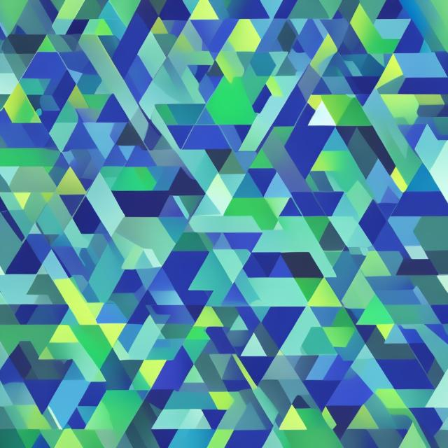 Prompt: Create embedded coloured triangles blue and green with black squares as background
