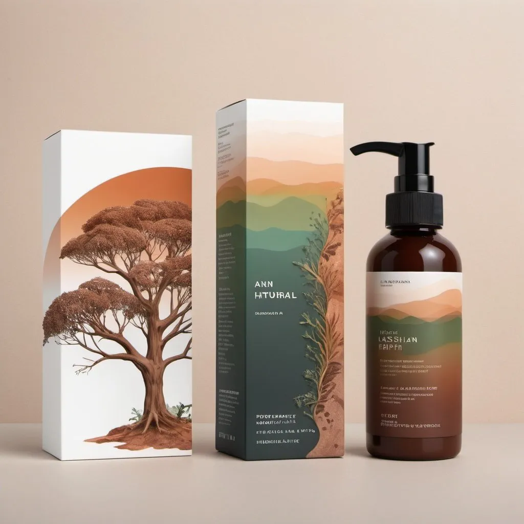 Prompt: Create a Design for me starting with harnessing the super natural Phytosphere formula as a background. Representing Terrain/Layers/skin on top using the color Sunburnt earth. For creating this design use The australian lasnd scape, the super natural biosphere and hydration rich formulas as inspiration 