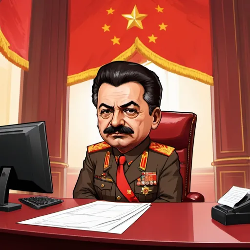 Prompt: {{{Stalin}}}, Soviet politician, inside office, chibi, splash art style, concept art