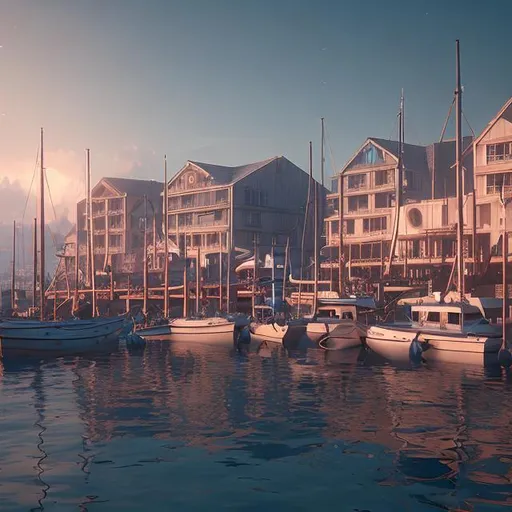 Prompt: a harbor, octane render