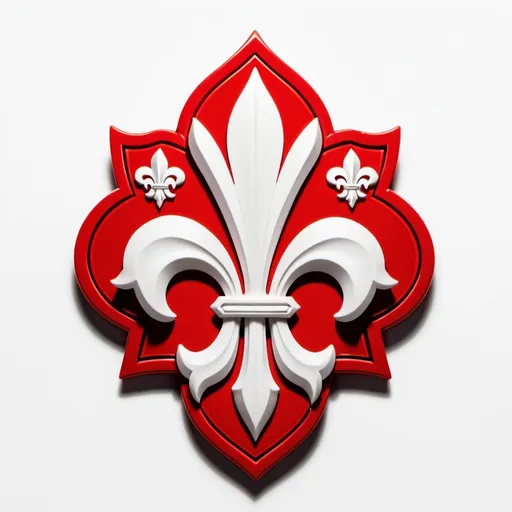 Prompt: bloodie red fleur-de-lis emblem, white background