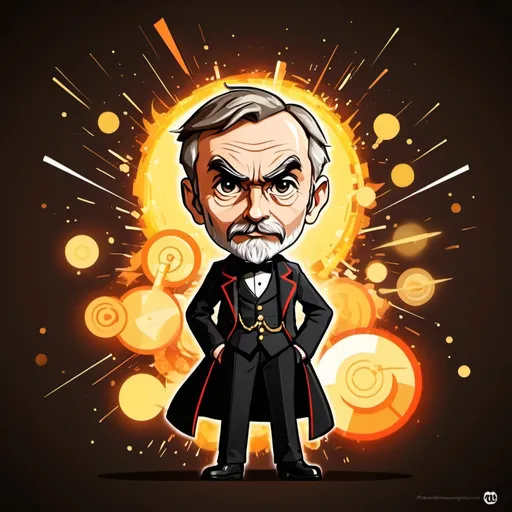 Prompt: {{{Alfred Nobel}}}, inventor, explosion, TNT, chibi, splash art style, {concept art}