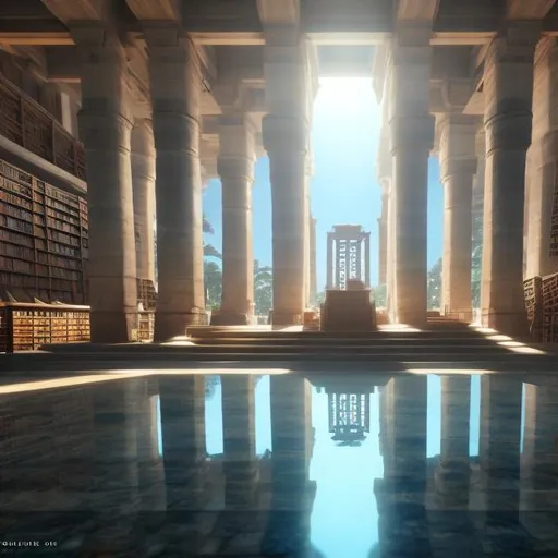 Prompt: Library of Alexandria, makoto shinkai style