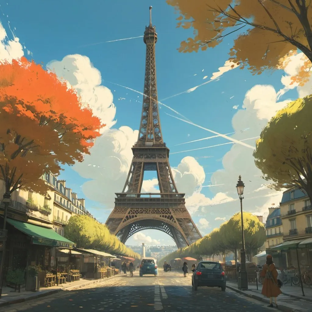 Prompt: Paris, renaissance era, eiffel tower, makoto shinkai + ismail inceoglu + studio ghibli, digital + cg game art 