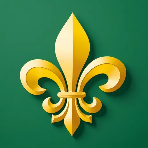 Prompt: yellow fleur-de-lis emblem, green background