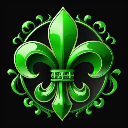 Prompt: toxic green fleur-de-lis emblem, black background