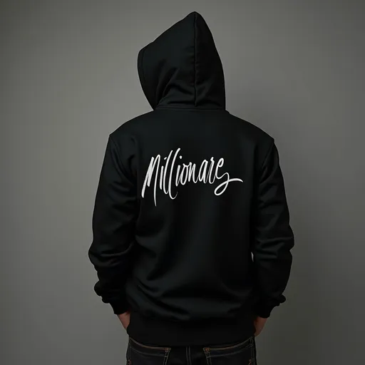 Prompt: Black hoodie in which millionare💸 is written