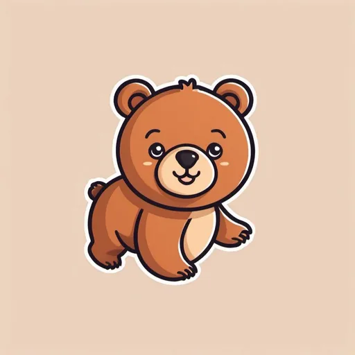 Prompt: Bear walk cute logo