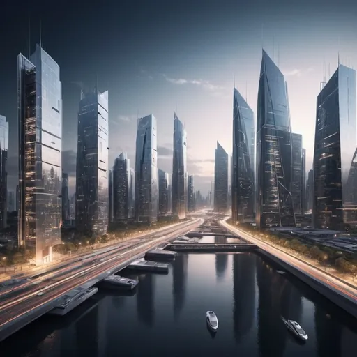 Prompt: Technologically advanced cities