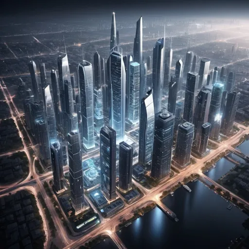 Prompt: Technologically advanced cities