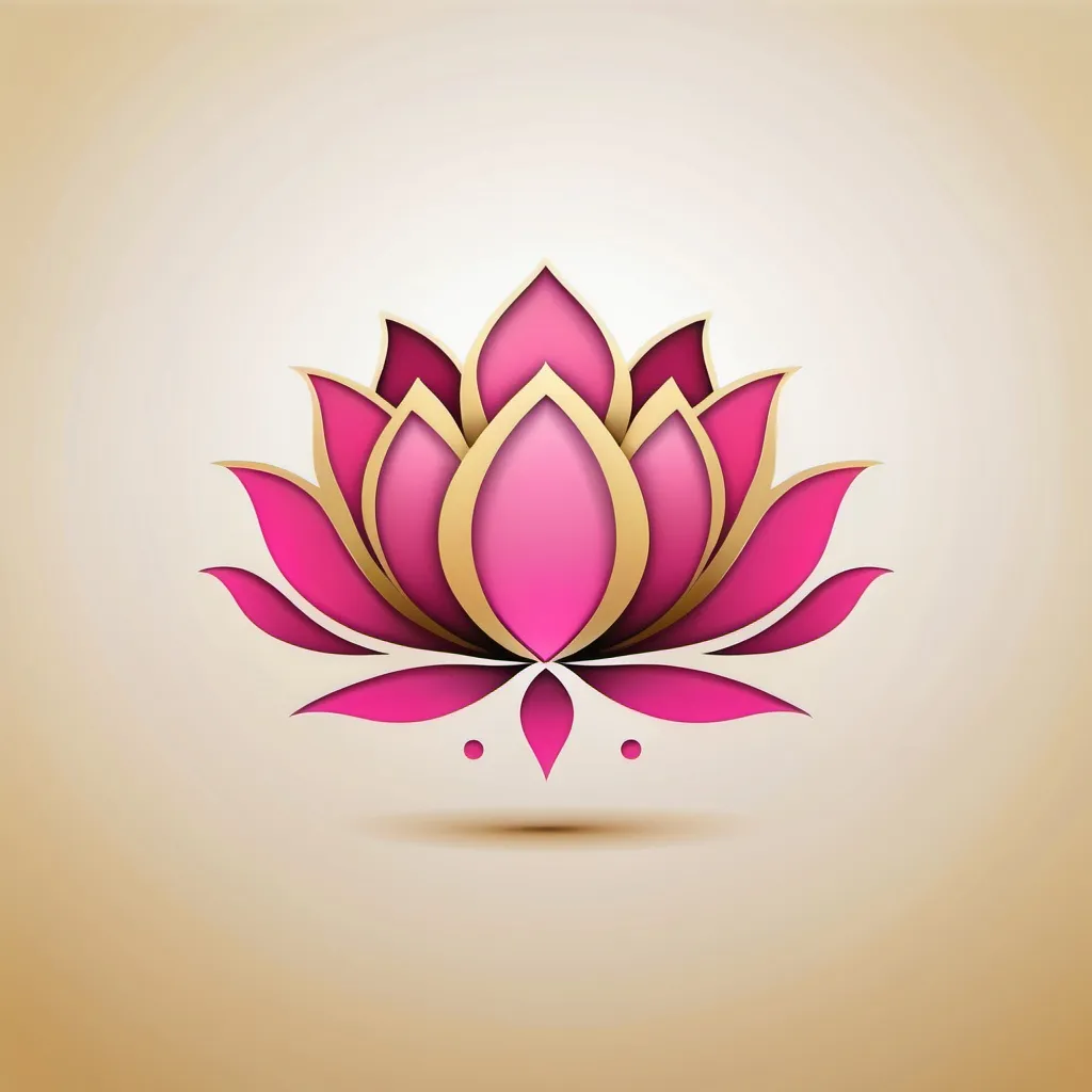 Prompt: create a logo with a golden colored minimalistic golden colored lotus with a tinge of pink