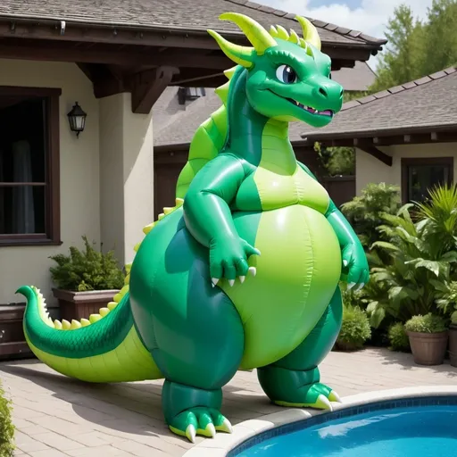 Prompt: Blue and Green Body, Dragon, Cartoon, Inflatable, Pooltoy, Big Belly, Massive Tail, Large Tail, Inflatable Tail, Large Stomach, Wet, Latex Bodysuit, Tight Suit, Female Body, Wetsuit, Gigantic Tail, Enormous Tail, High Quality, Inflatable Tail, Blown Up Tail, Blown Up Body, Overinflated, Enormous Body