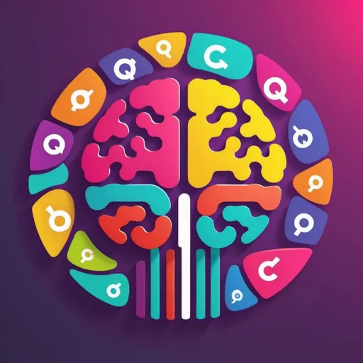 Prompt: create a circular logo that can be used for tiktok and instagram consisting of a brain with chunks missing, the purpose of the channel is quizzes and facts about things so incorporate aspects of facts and curiosity in the logo, use bright fun colours  