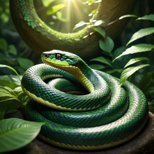 Prompt: A snake meditating in nature