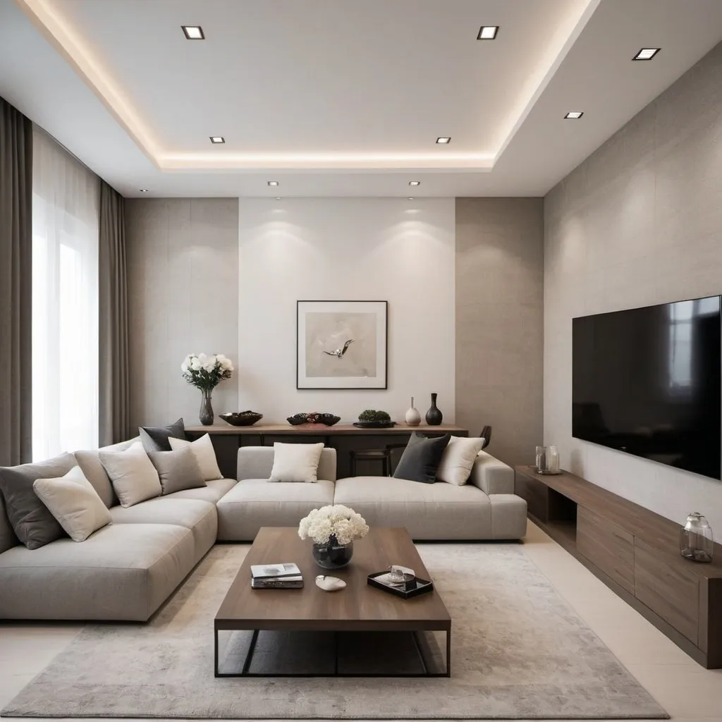 Prompt: Modern chic minimalist premium interior design in living area