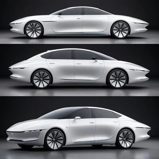 Prompt: A streamlined sedan with minimal design and futuristic structure