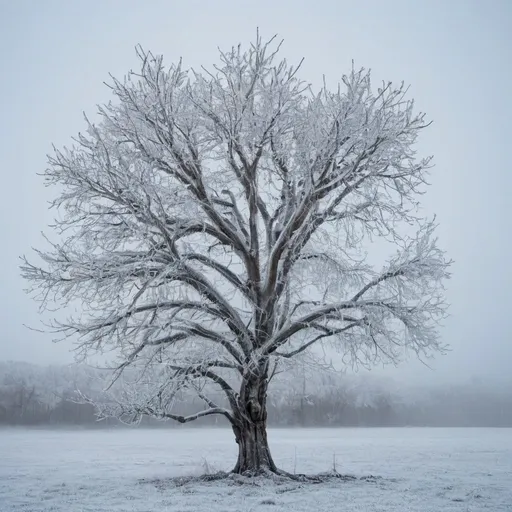 Prompt: BARREN TREE IN FROZEN WEATHER