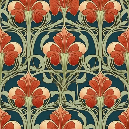 Prompt: Art Nouveau flower pattern