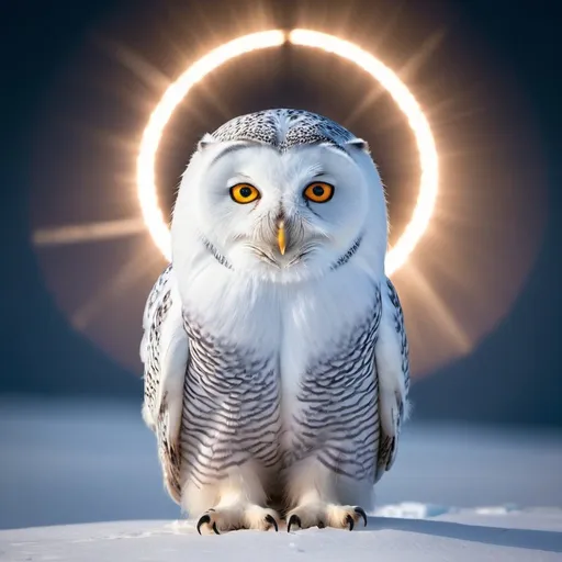 Prompt: polar owl with a magical halo