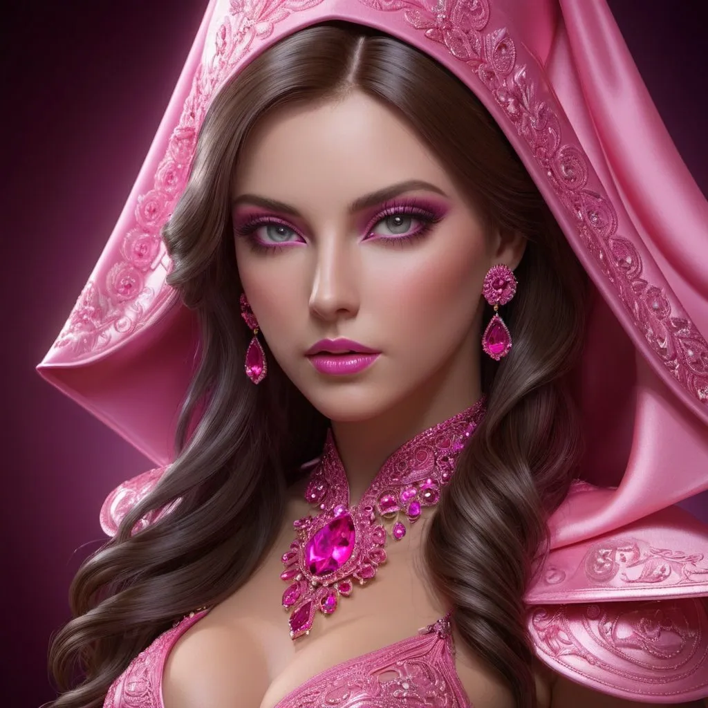 Prompt: lady in pink, shiny eyes, intricate, hyperdetailed, 3d octane, Alayna Lemmer, Alex Alemany, Allen Williams, studio lighting, hdr