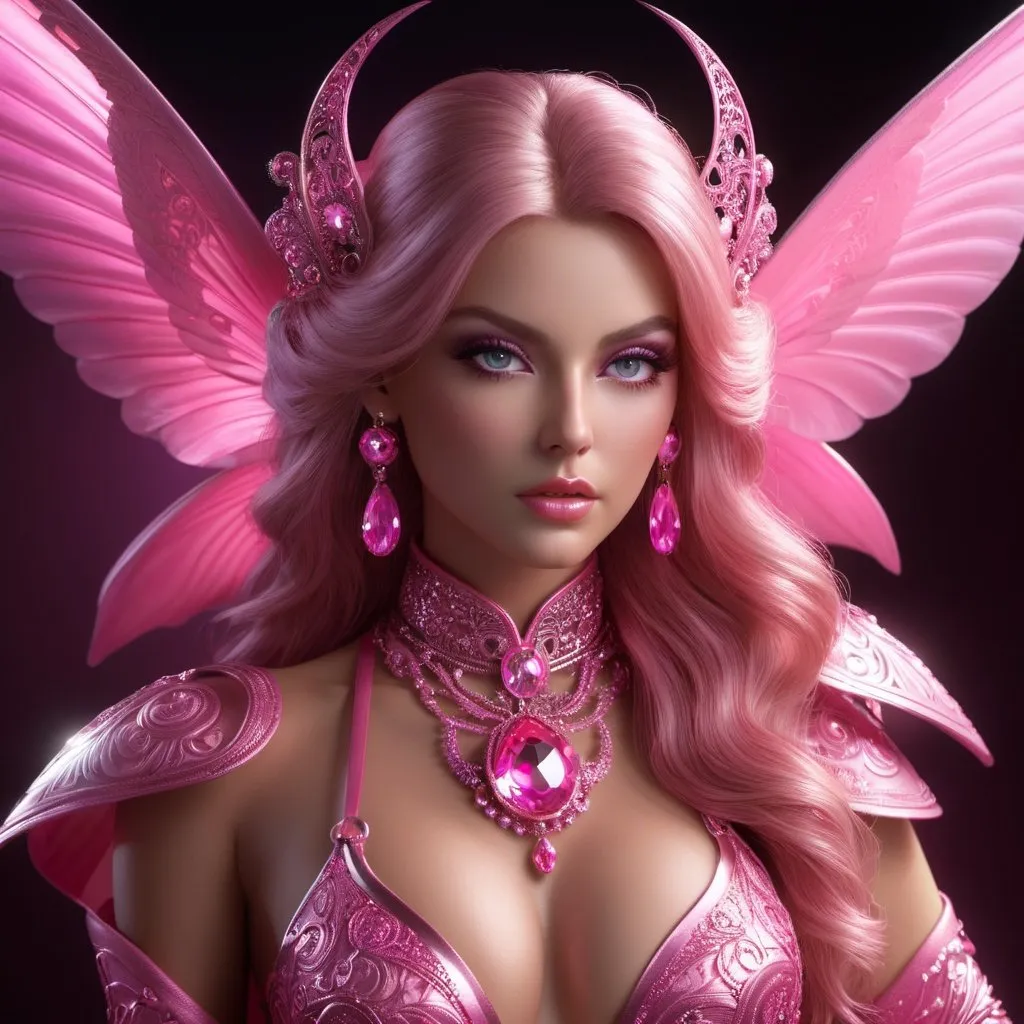 Prompt: lady in pink, shiny eyes, intricate, hyperdetailed, 3d octane, Alayna Lemmer, Alex Alemany, Allen Williams, studio lighting, hdr