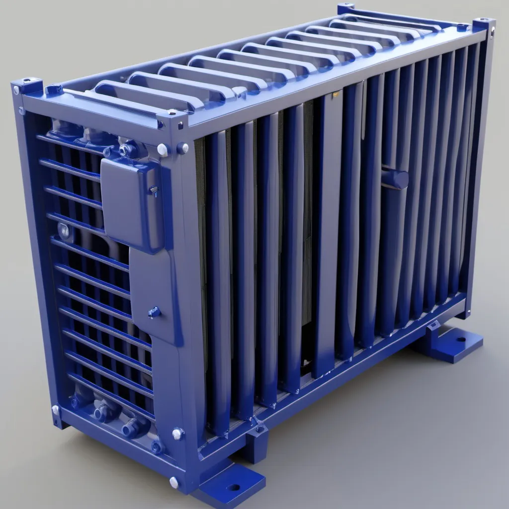 Prompt: A CONCEPT CAD MODEL FOR A CONTAINER RADIATOR FOR ENGINE 2500 KVA 
