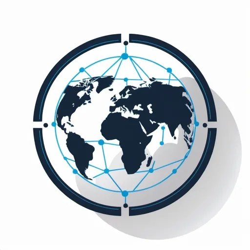 Prompt: SVG format icon of a blockchain connected world over a transparent background. Ensure we can see the round shape of the earth in the icon