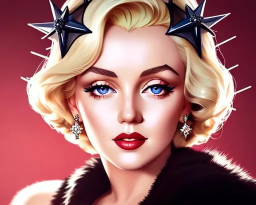 Prompt: portrait of {Marilyn Monroe} with {crown of thorns} placed on her head, smooth soft skin, big dreamy eyes, beautiful intricate colored short hair, symmetrical, anime wide eyes, soft lighting, detailed face, concept art, digital painting, looking into camera, crucifixion