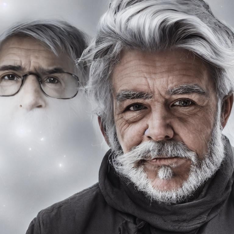 Prompt: Portrait of man with silver grey hair and with cute face, {background}, perfect composition, hyperrealistic, super detailed, 8k, high quality, trending art, sharp focus, studio photo, intricate details, highly detailed