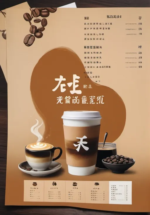 Prompt: Image of an a1 coffee menu with 2 products and Japanese style. The color will be like the given image below