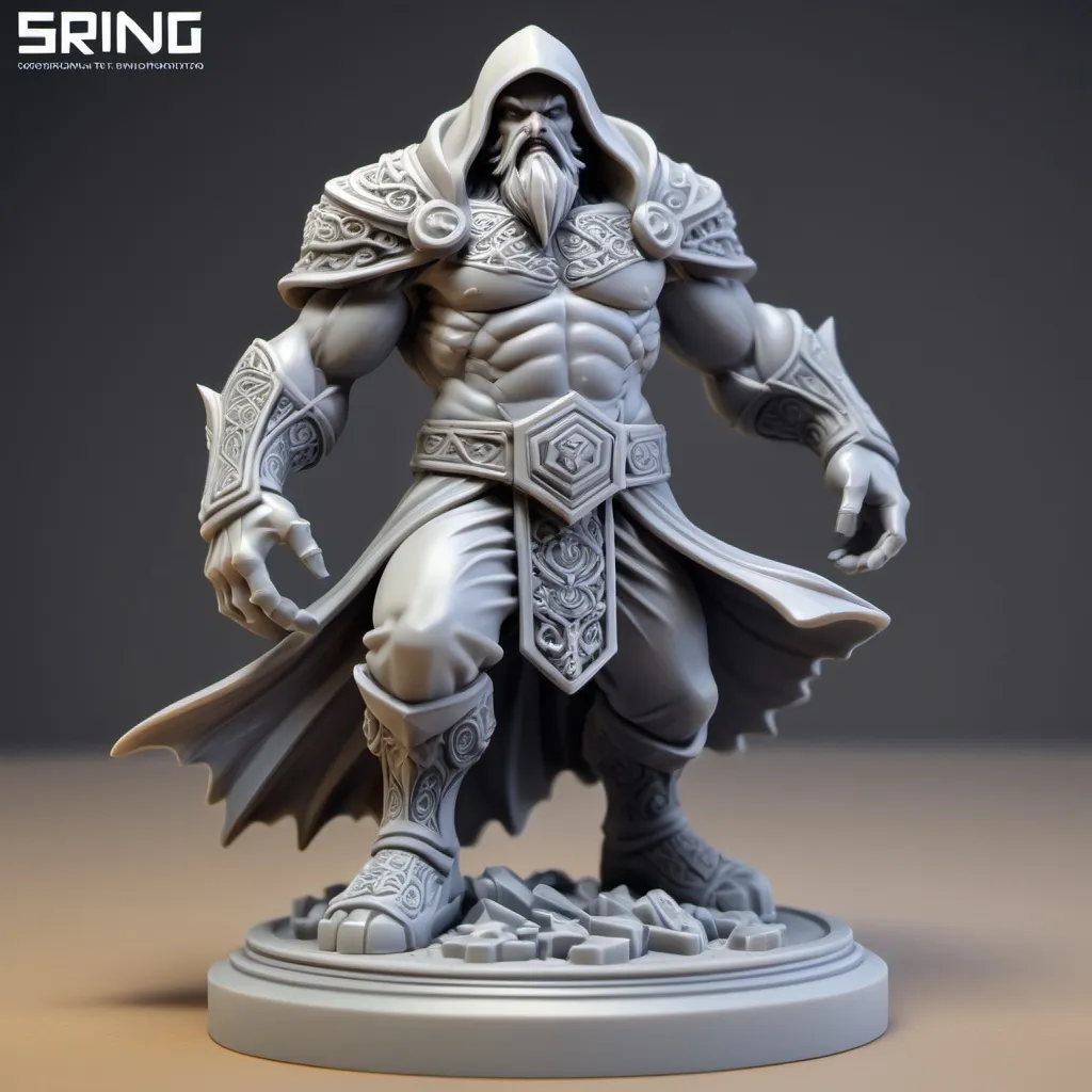 Prompt: 3D Printable Resin Miniature, detailed gaming piece, dynamic pose, intricate features, solid gray resin, fantasy theme, ultra-detailed design, perfect for tabletop games, emphasizing textures and detailing, stylish contours, high-quality rendering, immersive atmosphere, captivating representation of gaming lore, suitable for advanced printing techniques.